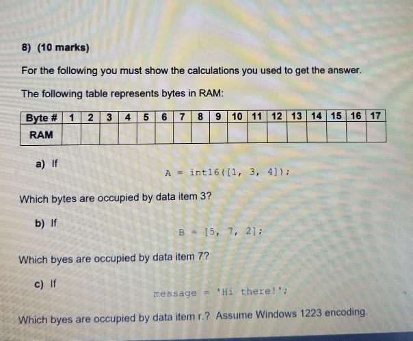 Solved Part 1: Numbers and Data Representation (40/100) Show | Chegg.com
