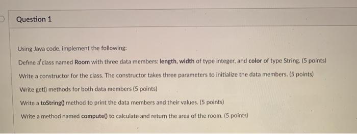 Solved Question 1 Using Java code, implement the following: | Chegg.com