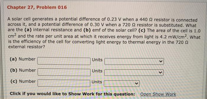 Solved Chapter 27, Problem 016 A solar cell generates a | Chegg.com