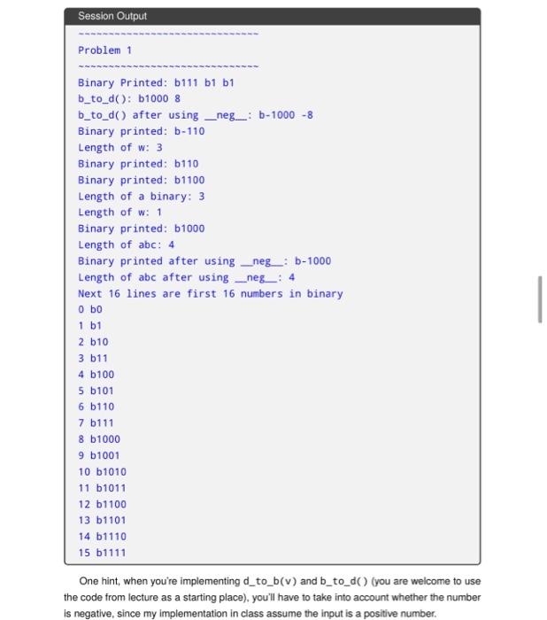 Solved Problem 1: Binary Number Class In this programming | Chegg.com