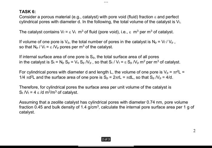 Solved TASK 6: Consider a porous material (e.g., catalyst) | Chegg.com