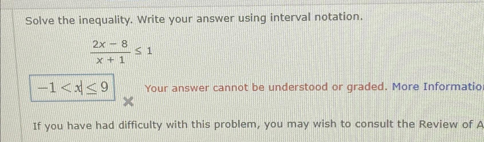 Solved Solve the inequality. Write your answer using | Chegg.com