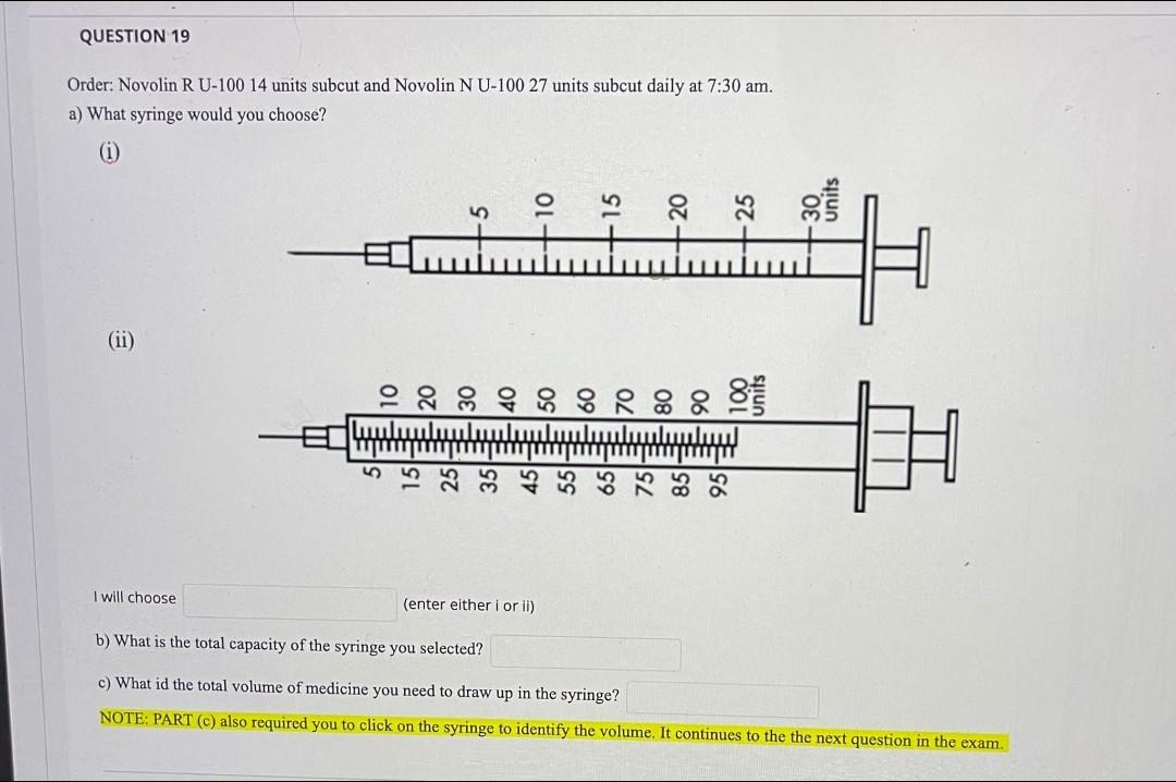 Solved Question 19 Order Novolin R U 100 14 Units Subcut