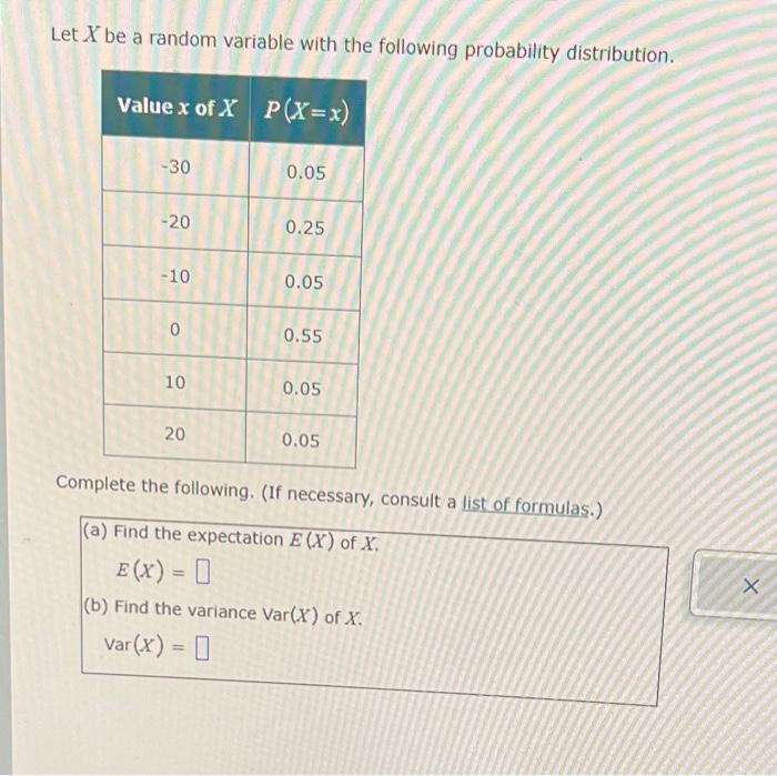 Solved Let X be a random variable with the following | Chegg.com