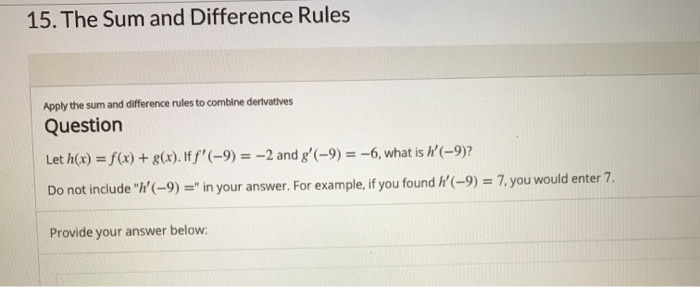 Solved 15. The Sum and Difference Rules Apply the sum and | Chegg.com