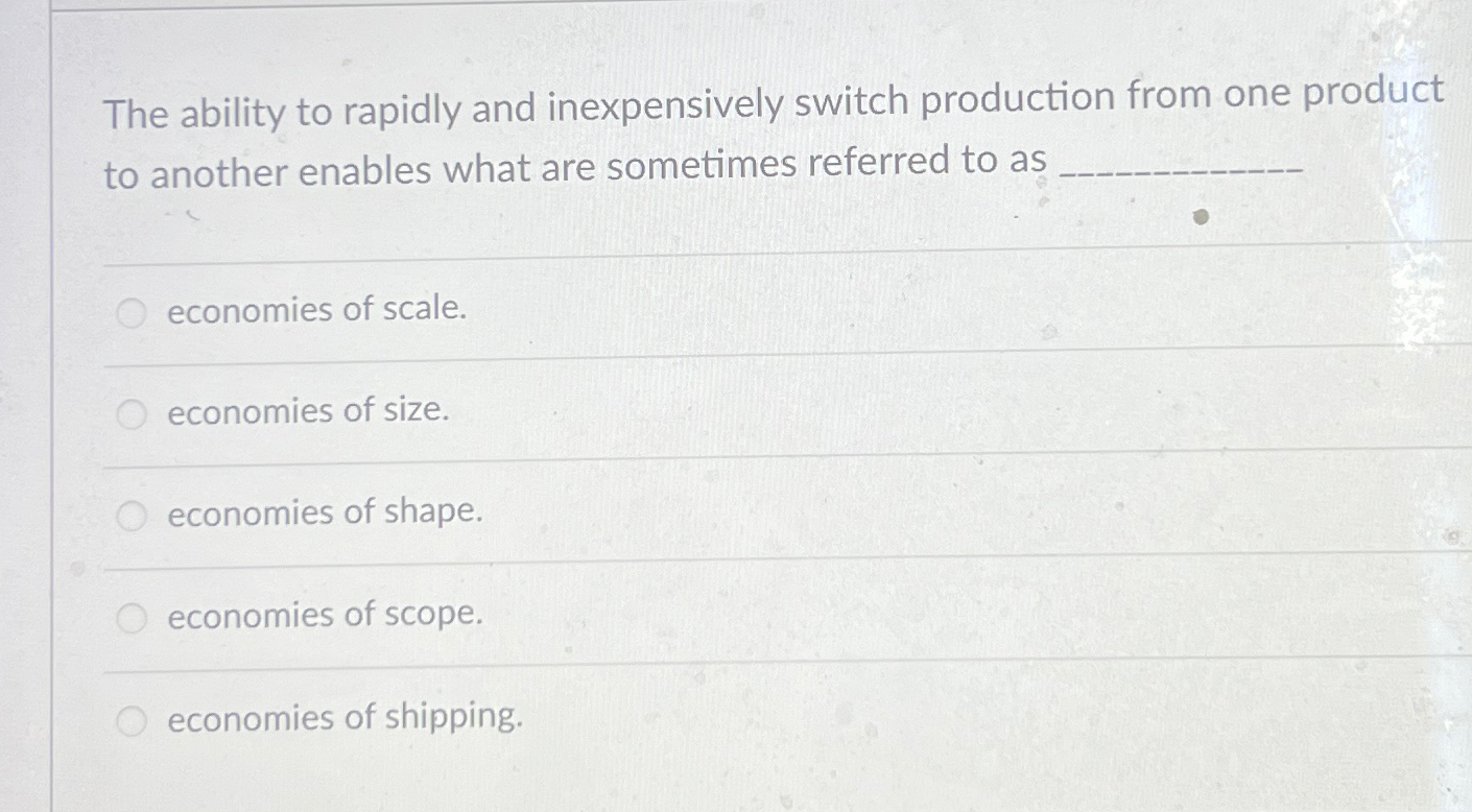 Solved The ability to rapidly and inexpensively switch