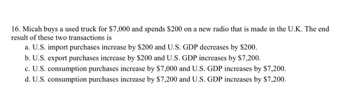 Solved 16. Micah buys a used truck for $7,000 and spends | Chegg.com