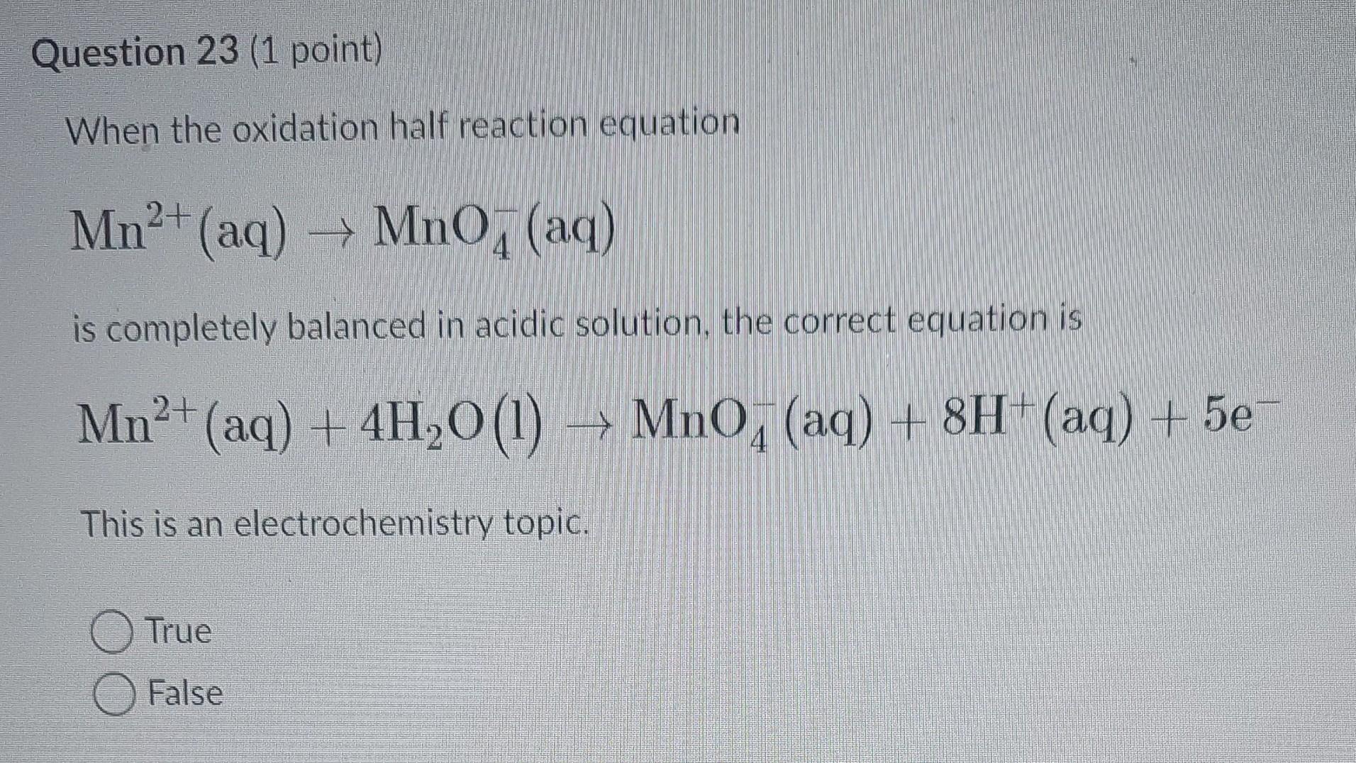 Solved When the oxidation half reaction equation | Chegg.com