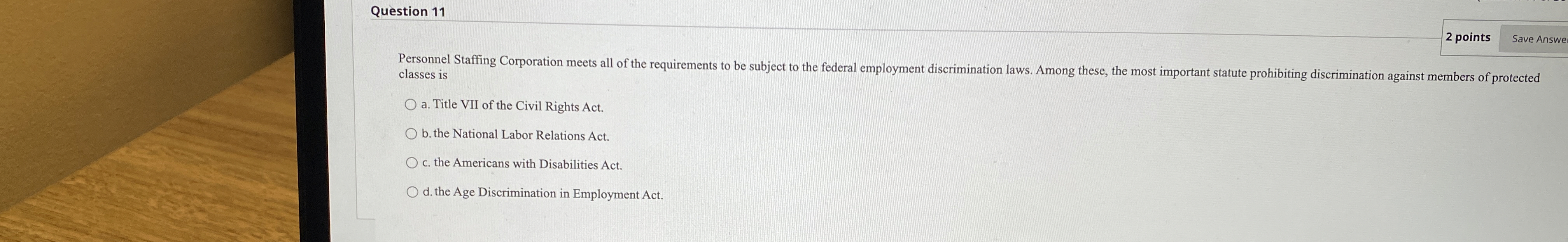 High Quality SOLUTION Question 112 ﻿pointsclasses Isa. ﻿Title VII Of ...