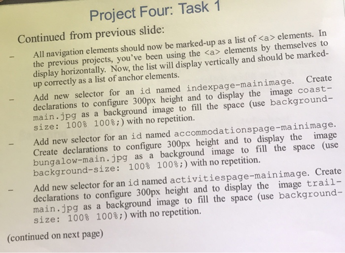 Project Four This assignment has three main | Chegg.com