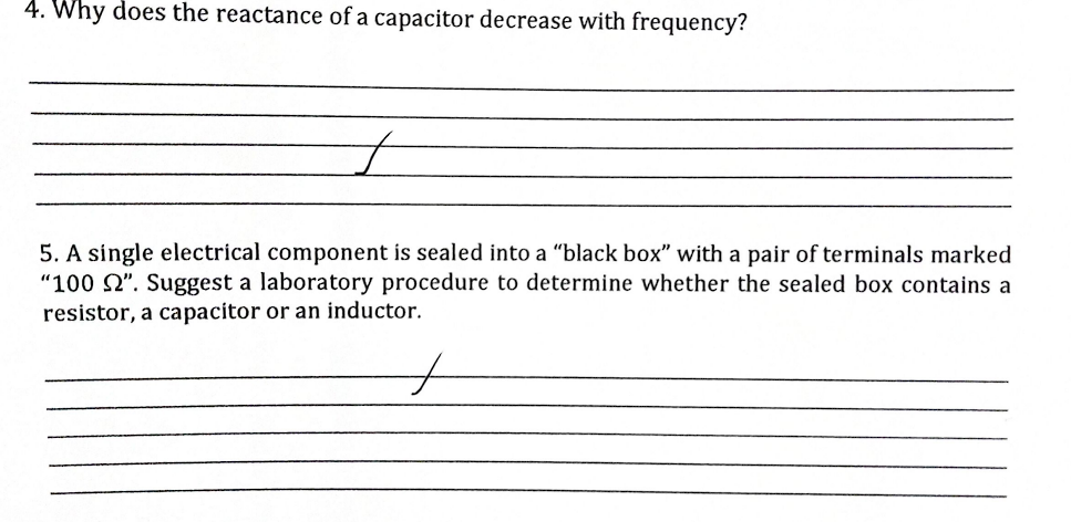 Solved Why does the reactance of a capacitor decrease with | Chegg.com