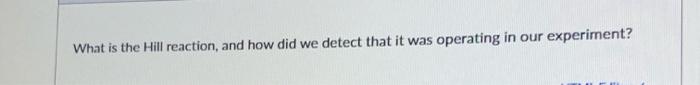 hill reaction experiment conclusion