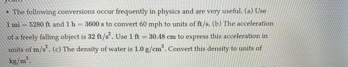 Solved The Following Conversions Occur Frequently In Physics | Chegg.com