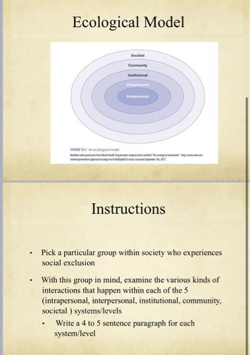 Ecological Model Societal Community Institutional 110 | Chegg.com