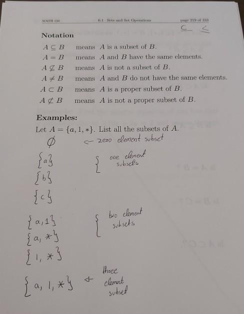 Solved MATHI Notation А с В A=B AZB 4 + B ACB AGB means A is | Chegg.com