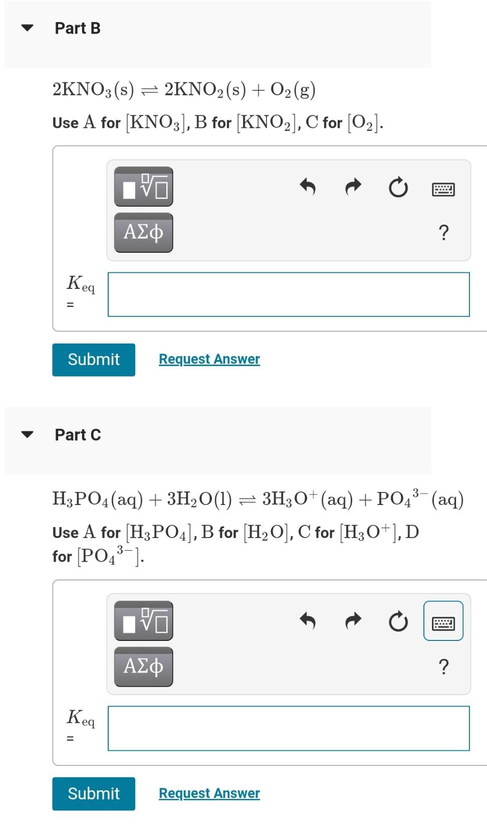 Solved Part B 2kno3 S 2kno2 S O2 G Use A For Kno3]