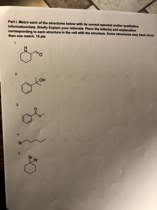 Solved Part I. Match each of the structures below with its | Chegg.com