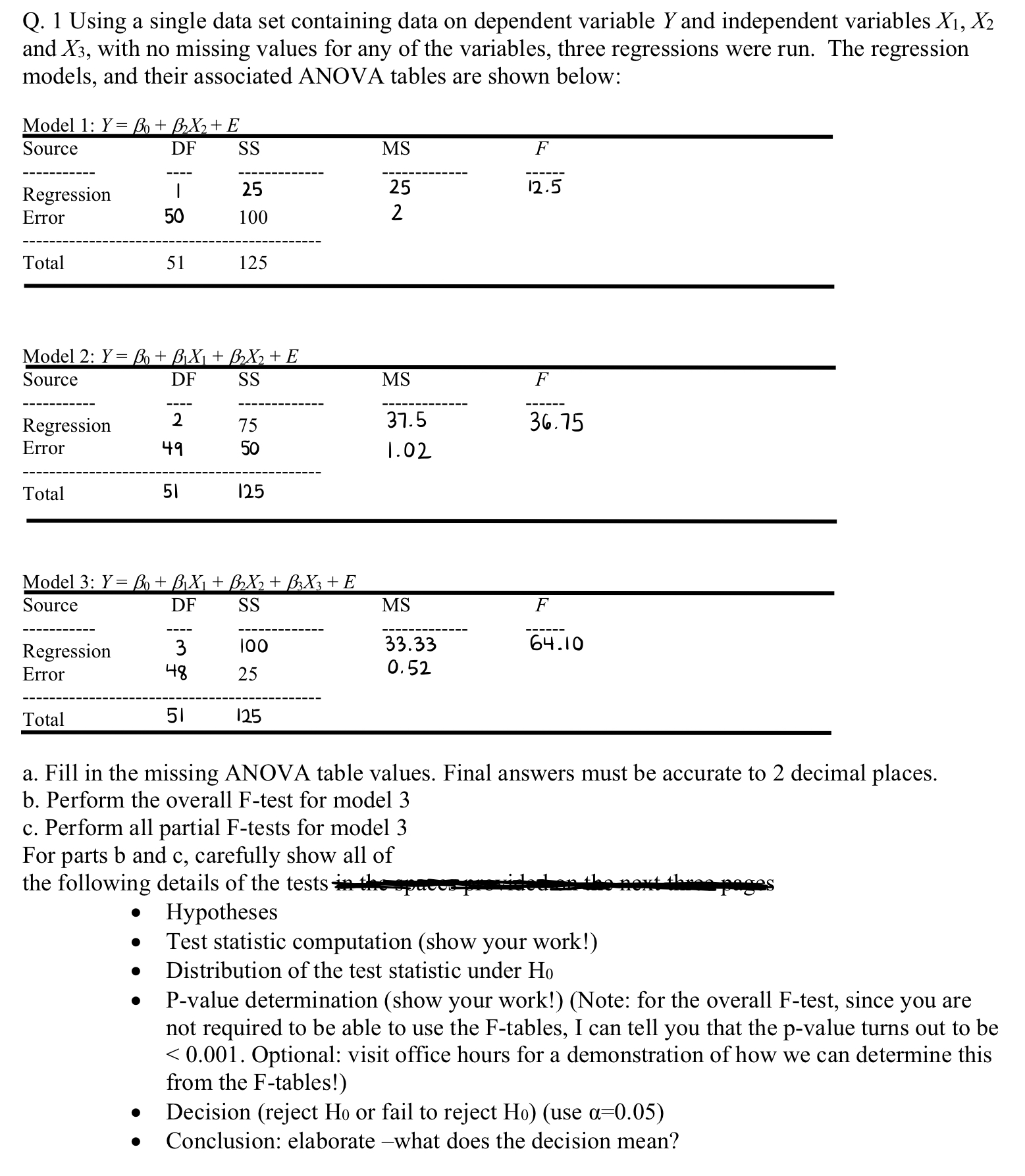 Solved Q.1 ﻿Using a single data set containing data on | Chegg.com