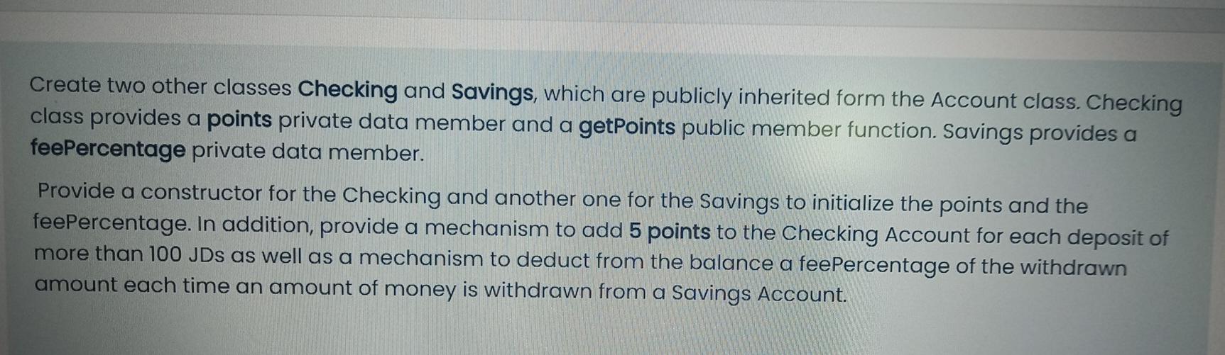 Solved Write a C++ class Account that has an int accountNum | Chegg.com