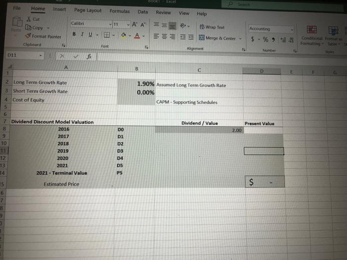 How do I calculte the DDM ( terminal value, dividend | Chegg.com