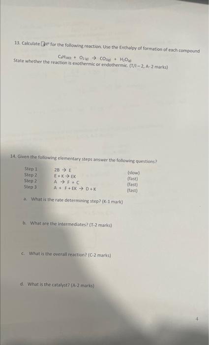 Solved 13. Calculate B4: for the following reaction. Use the | Chegg.com