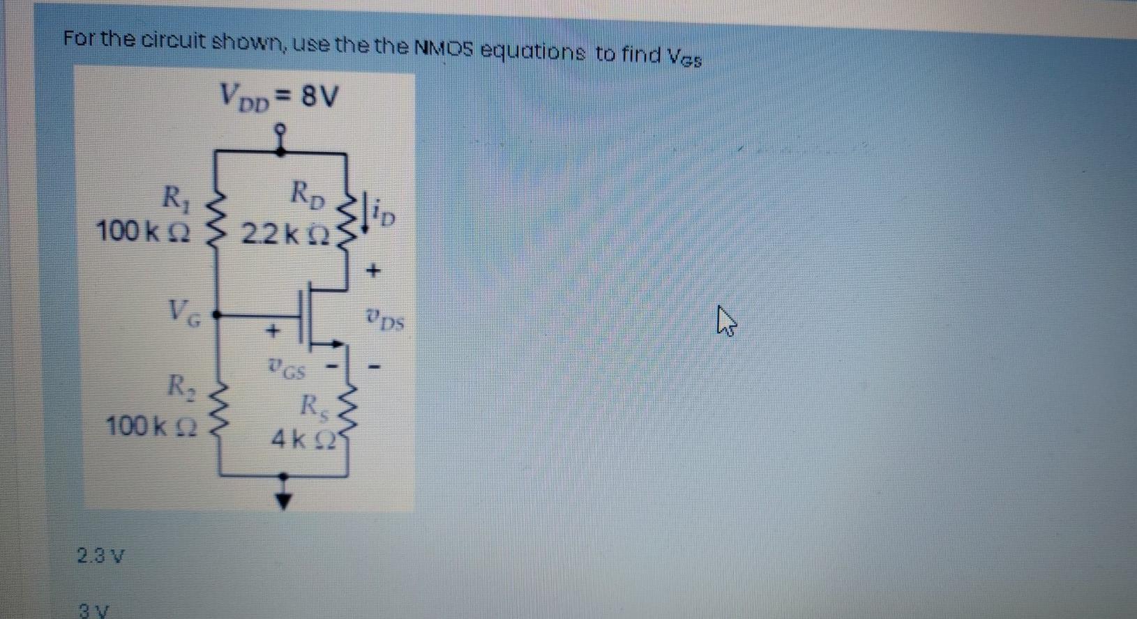 For The Circuit Shown Use The The Nmos Equations To Chegg Com