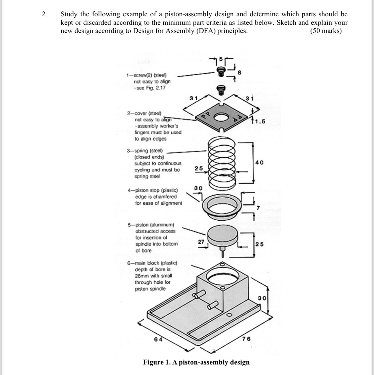 Solved Study the following example of a piston-assembly | Chegg.com