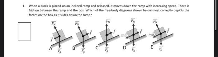 1. When a block is placed on an inclined ramp and | Chegg.com