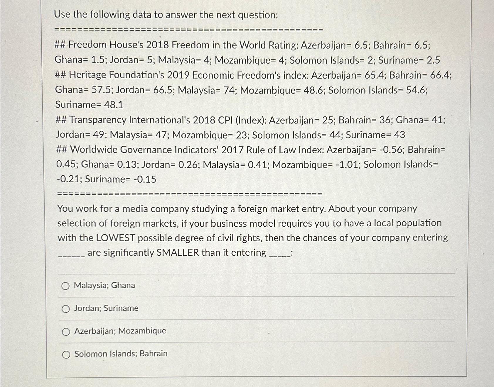 Solved Use the following data to answer the next question:## | Chegg.com