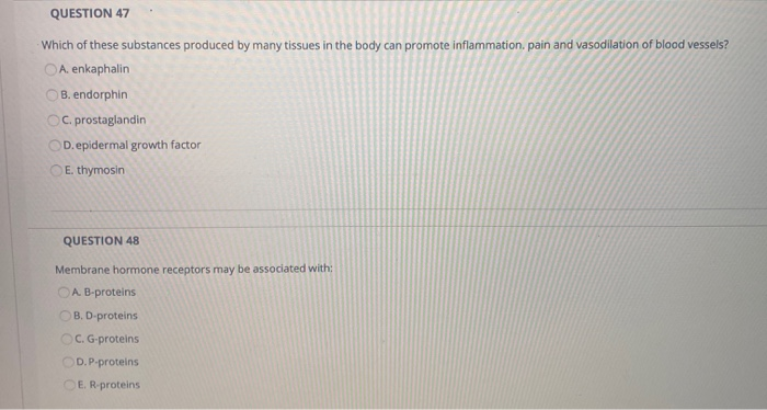 Solved QUESTION 41 Each of the following hormones is an | Chegg.com