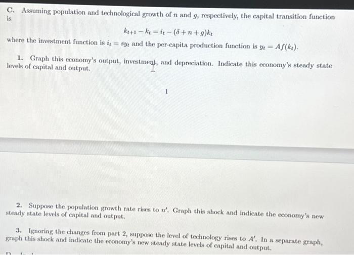 Solved C. Assuming population and technological growth of n | Chegg.com