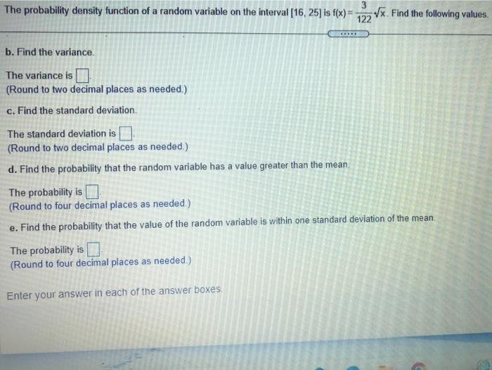Solved 3 The probability density function of a random | Chegg.com