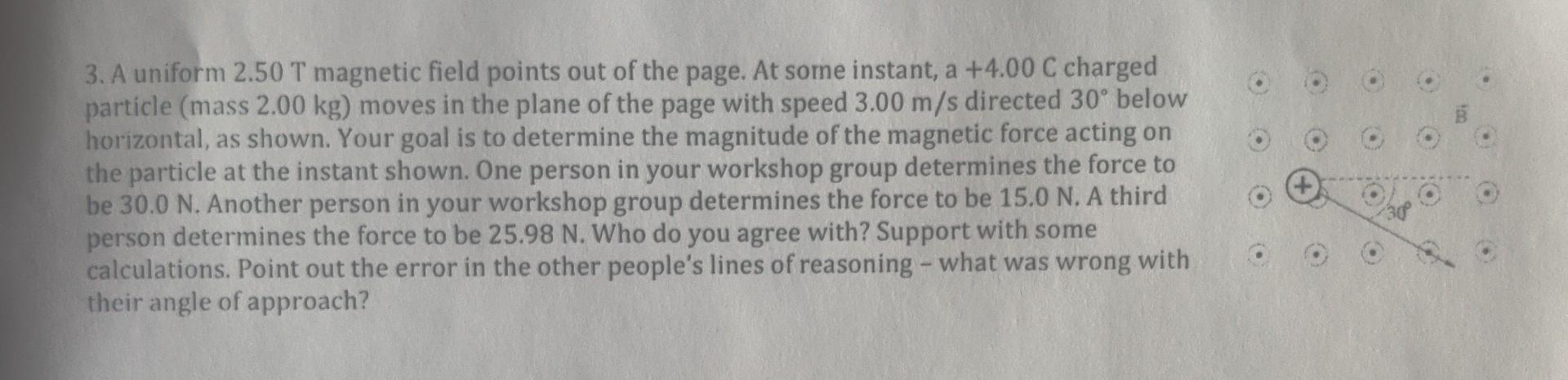 Solved 3. A uniform 2.50 T magnetic field points out of the | Chegg.com