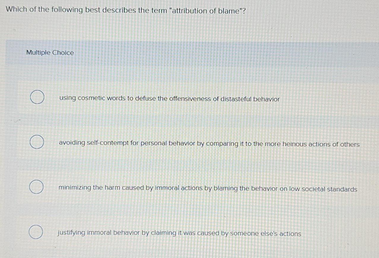 Solved Which of the following best describes the term | Chegg.com