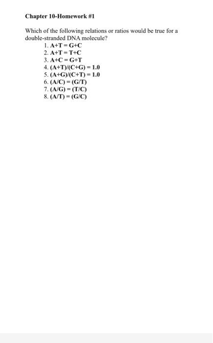 Solved Which of the following relations or ratios would be | Chegg.com