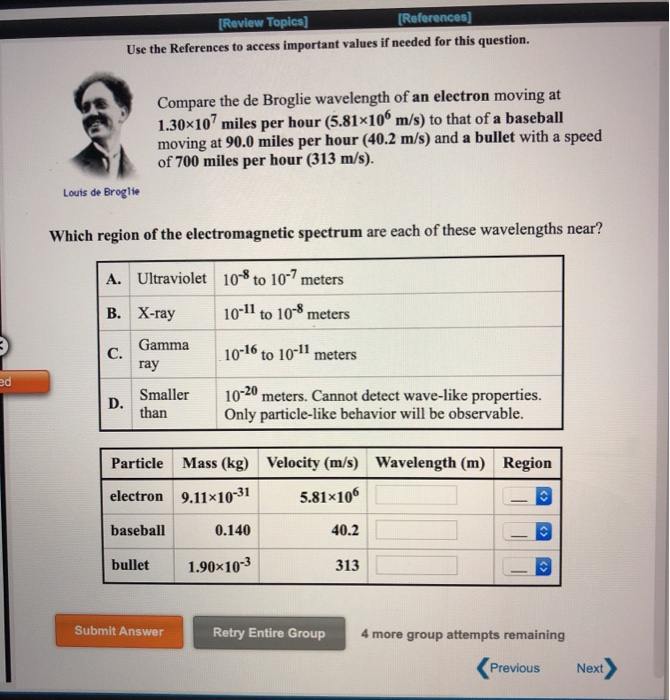 Solved [Review Topics) [References) Compare the de Broglie