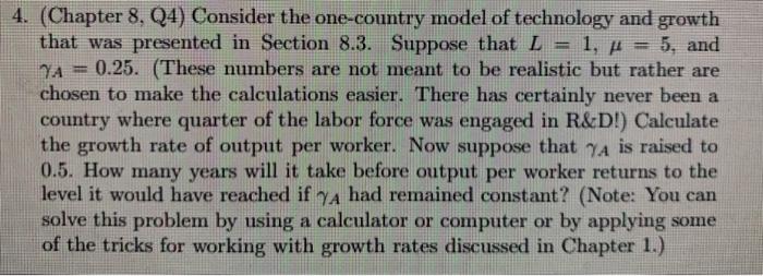 Solved 4. (Chapter 8, Q4) Consider the one-country model of | Chegg.com