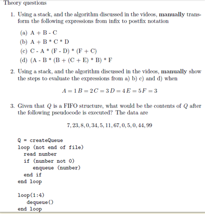 Using A Stack, And The Algorithm Discussed In The | Chegg.com