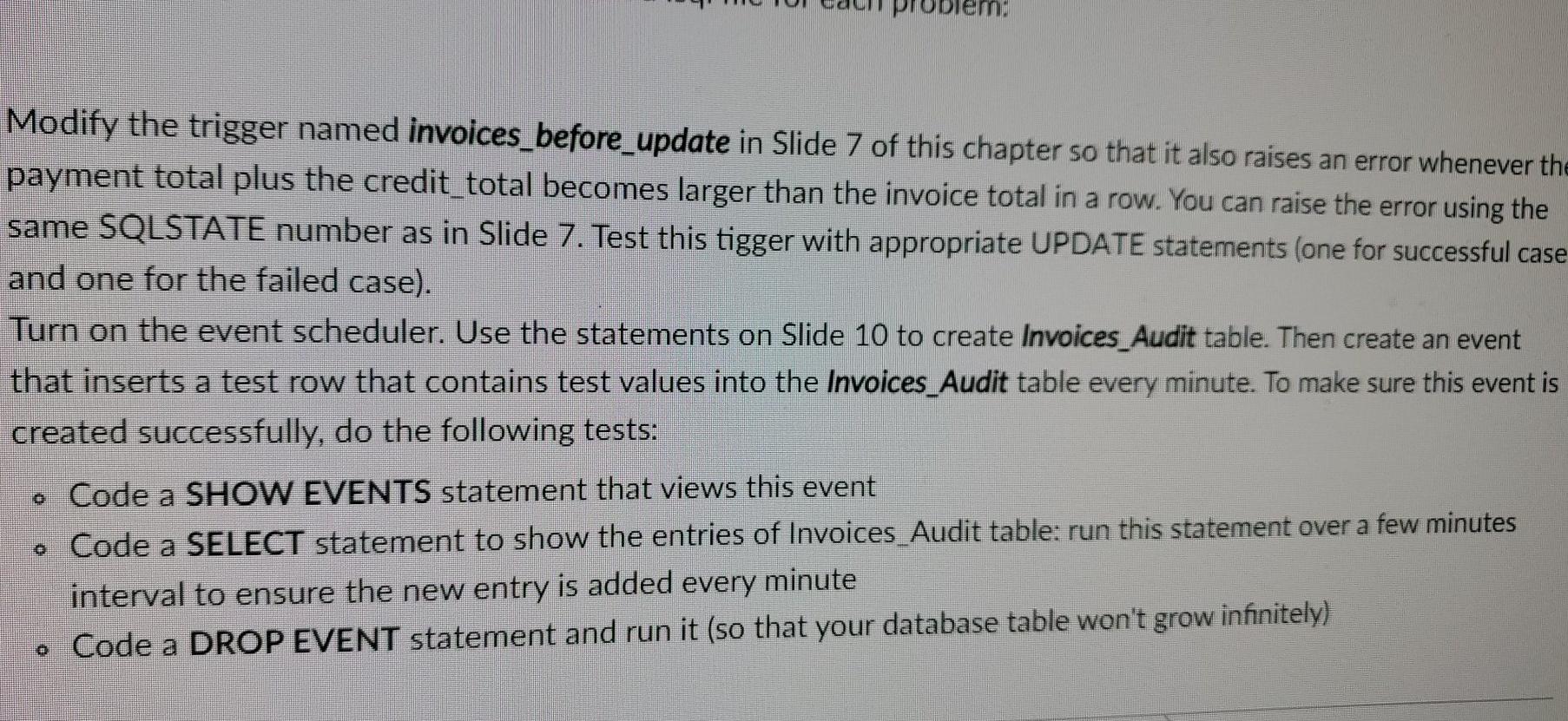 Solved Complete the following problems and submit a .sql | Chegg.com