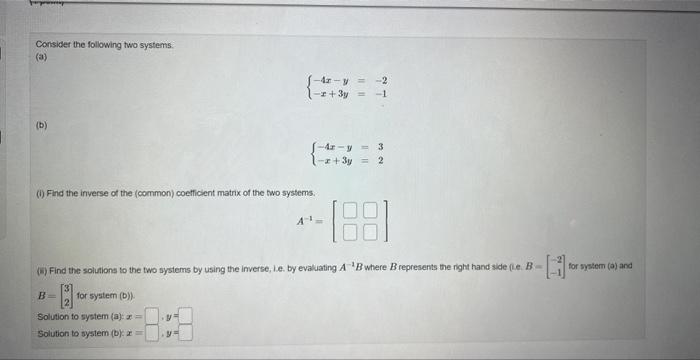 Solved Consider The Following Two Systems: (a) | Chegg.com