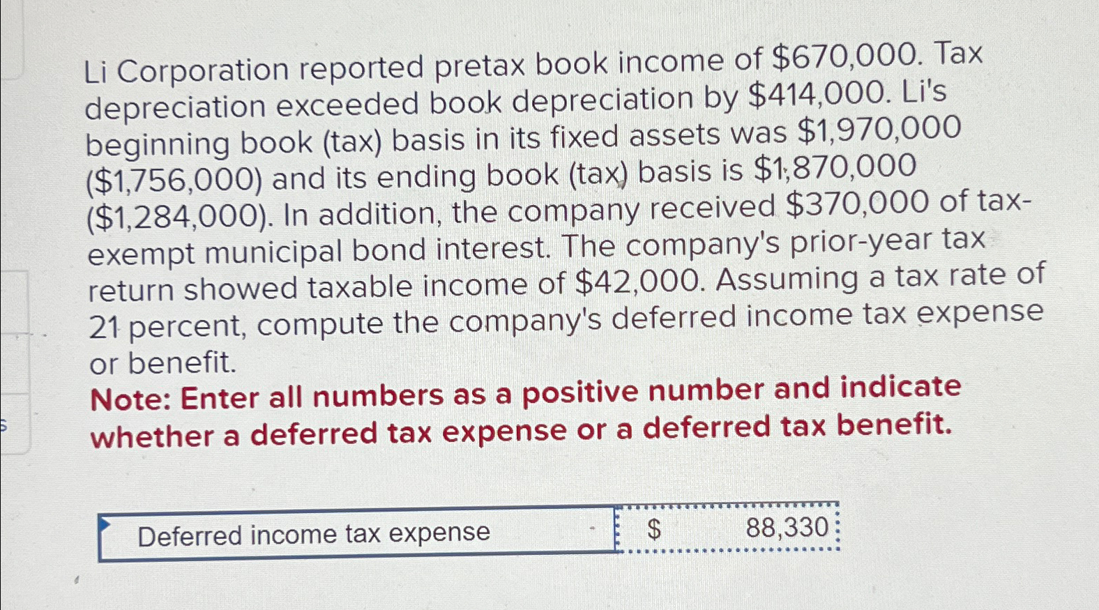 Solved Li Corporation reported pretax book of