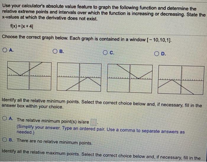 Solved Use your calculator's absolute value feature to graph