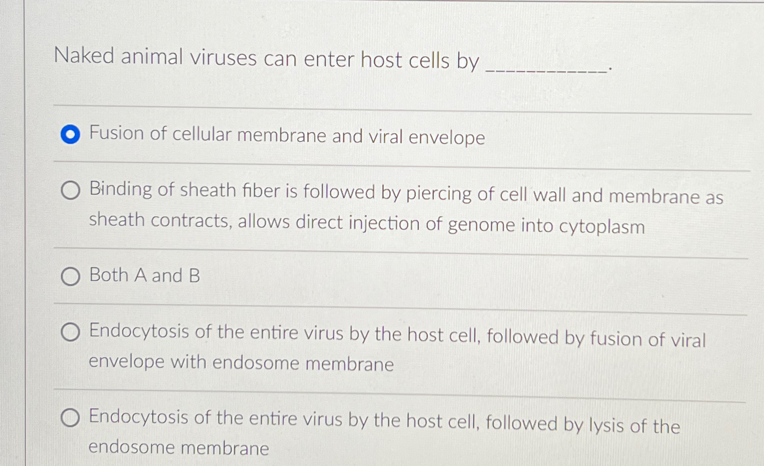 Solved Naked animal viruses can enter host cells byFusion of | Chegg.com