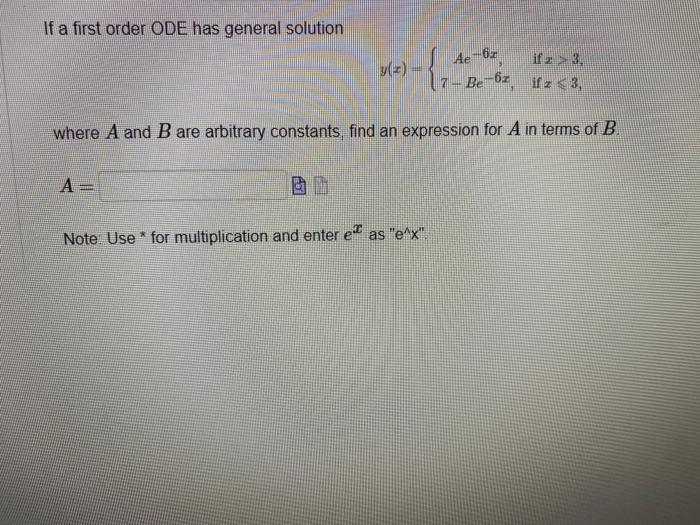 Solved If a first order ODE has general solution de 6. - | Chegg.com