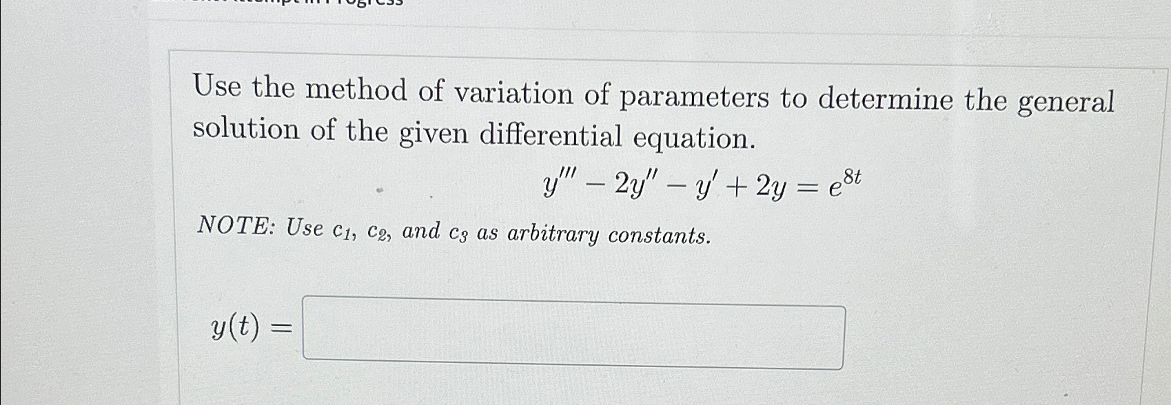 Solved Use the method of variation of parameters to | Chegg.com