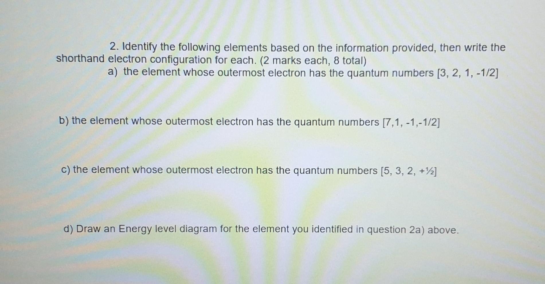 Solved 2. Identify the following elements based on the | Chegg.com