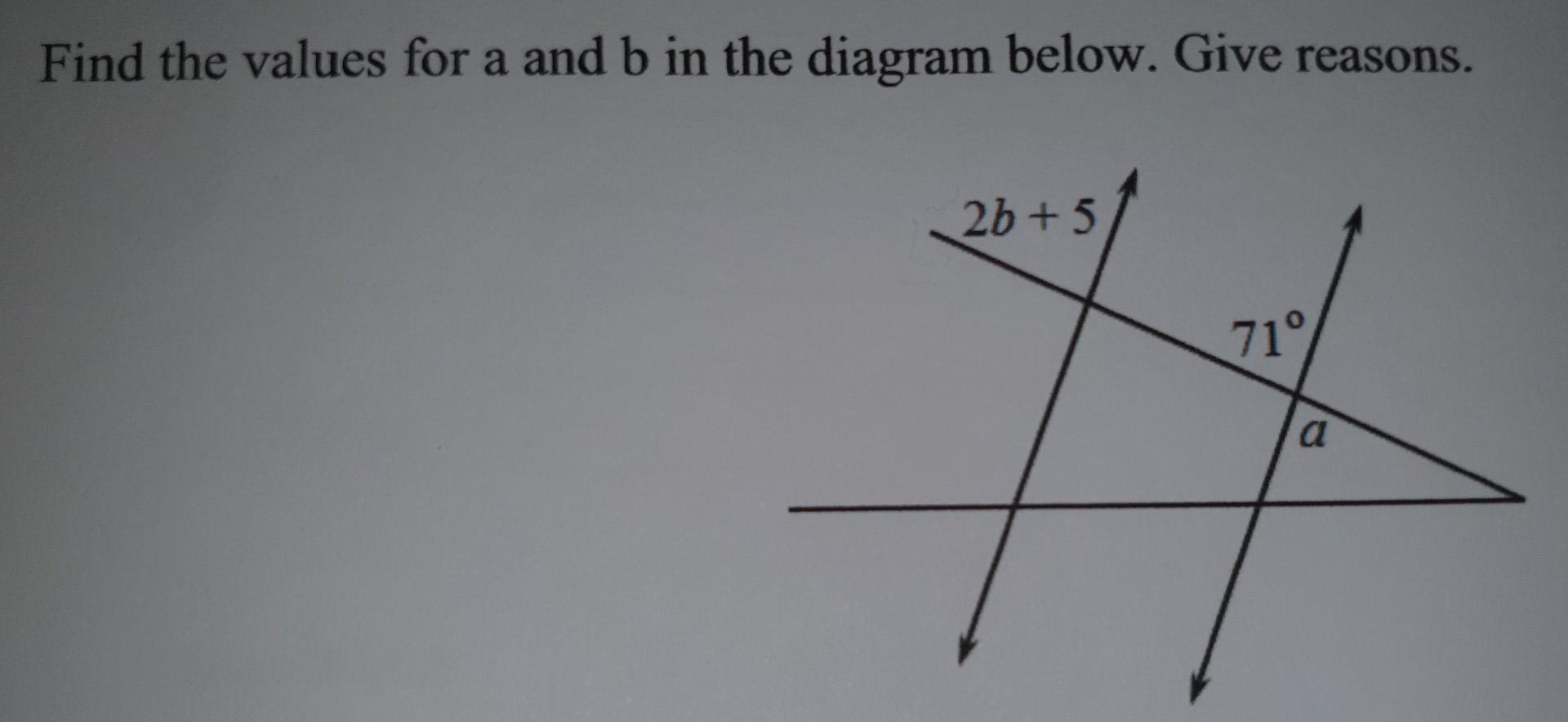 Solved Find the values for a and b in the diagram below. | Chegg.com
