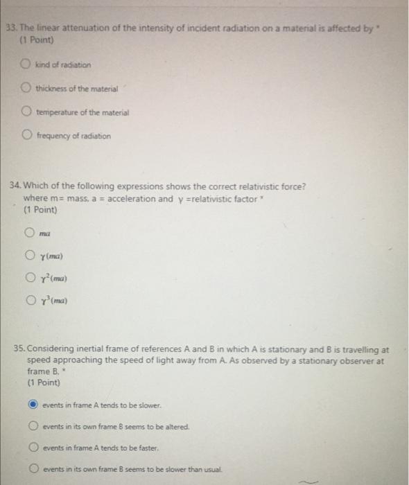 Solved 33. The linear attenuation of the intensity of | Chegg.com