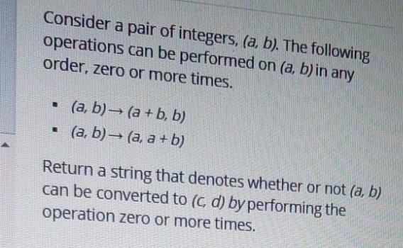 Solved Consider A Pair Of Integers, (a, B). The Following | Chegg.com