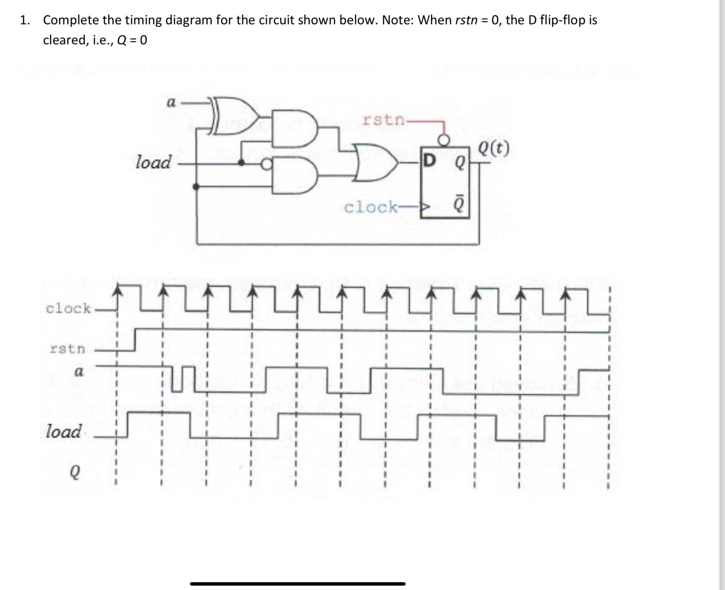 Solved Complete the timing diagram for the circuit shown | Chegg.com